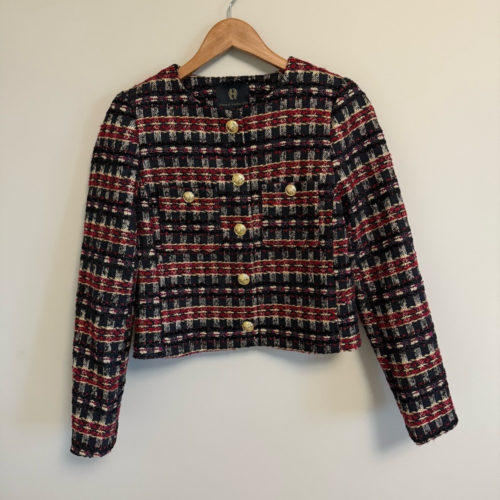 HOUSE OF HARLOW 1960 CROPPED TWEED JACKET - Picture 2 of 7